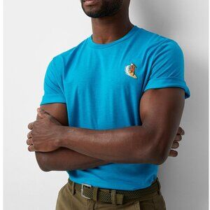 Tentree teal blue embroidered Sasquatch eco-friendly tee NWT